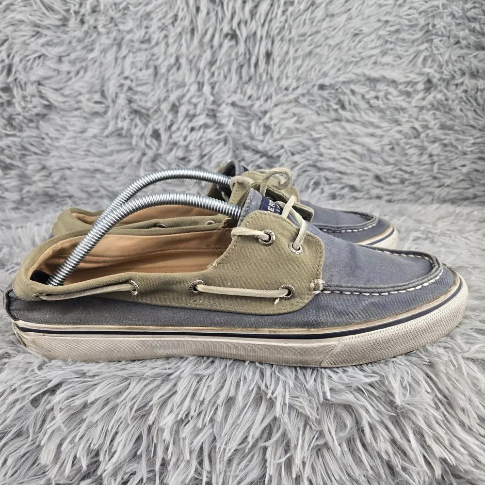 Sperry Mens 11M Navy Olive‎ Canvas Two-Tone Boat Shoe Loafers 0561333